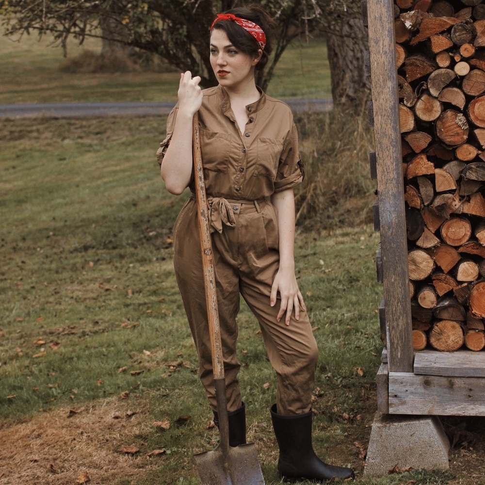 Dark khaki jumpsuit